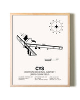 Cheyenne Regional Airport / Jerry Olson Field framed wall art in white frame
