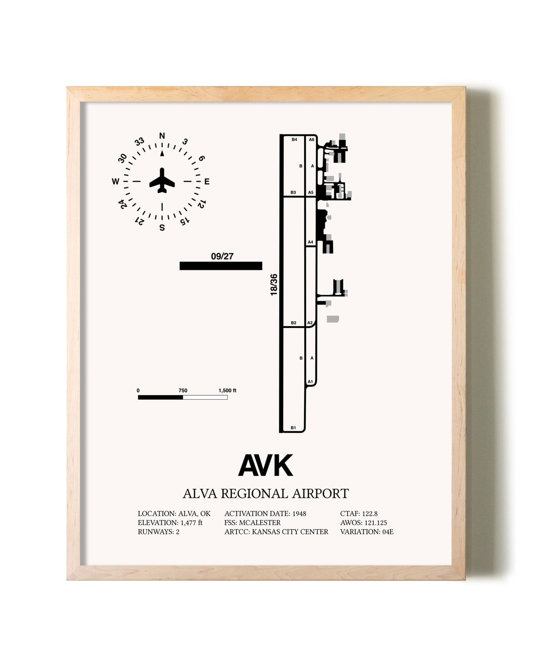 Alva Regional Airport framed wall art in white frame