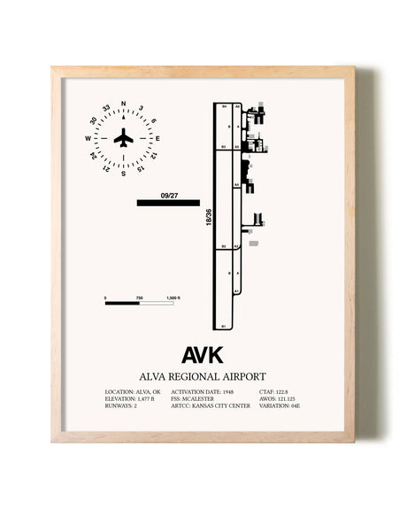 Alva Regional Airport framed wall art in white frame