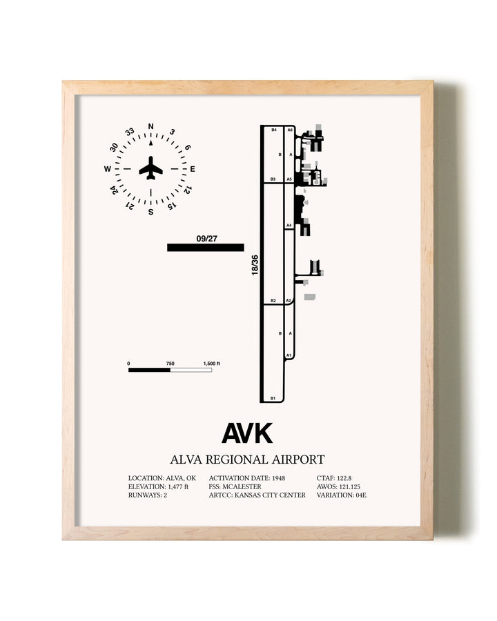 Alva Regional Airport framed wall art in white frame
