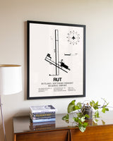 Rutland / Southern Vermont Regional Airport aviation wall décor in black wood frame
