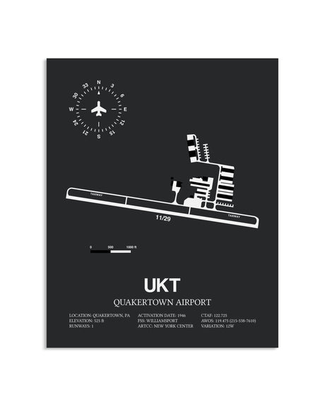 Gray Framed Quakertown Airport layout wall art poster