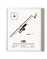 Arnold Palmer Regional Airport airport map poster in oak frame