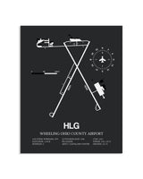 Gray Framed Wheeling Ohio County Airport layout wall art poster