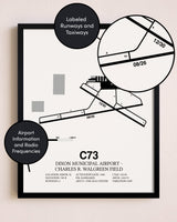 Framed Dixon Municipal Airport-Charles R. Walgreen Field layout wall art poster