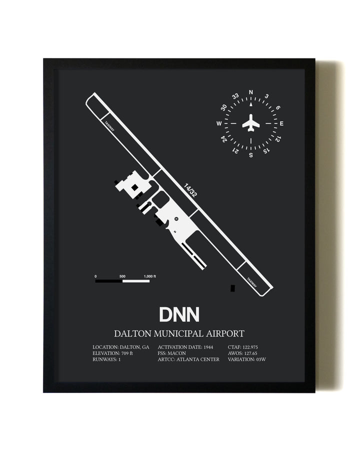 Unframed Dalton Municipal Airport map print poster