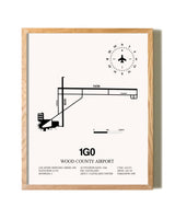 Wood County Airport framed print in natural wood frame