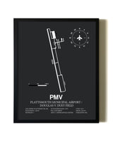 Unframed Plattsmouth Municipal Airport / Douglas V. Duey Field map print poster