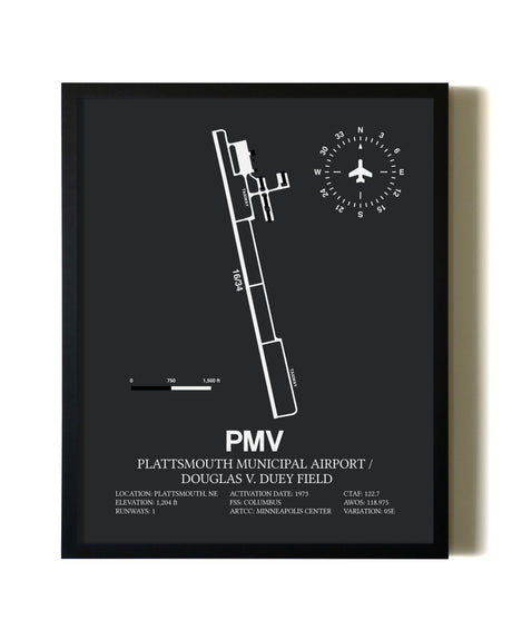 Unframed Plattsmouth Municipal Airport / Douglas V. Duey Field map print poster