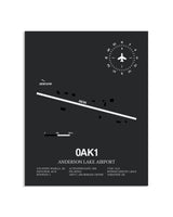 Gray Framed Anderson Lake Airport layout wall art poster