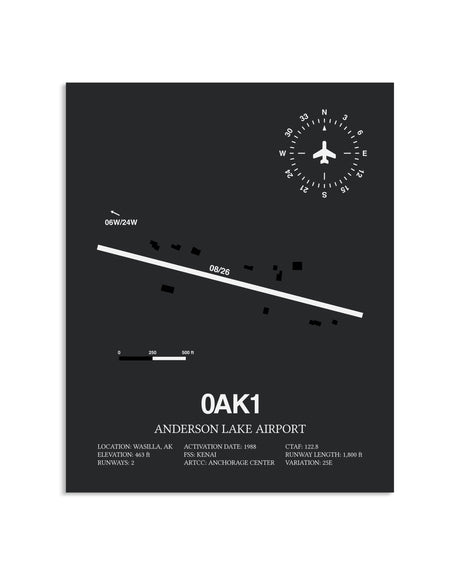 Gray Framed Anderson Lake Airport layout wall art poster