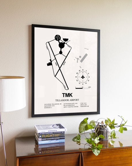 Tillamook Airport aviation wall décor in black wood frame