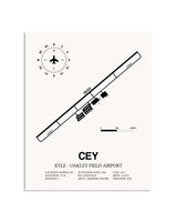 Gray Kyle-Oakley Field Airport framed poster displayed in an airplane hangar