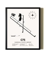 Framed Marshall County Airport wall art poster in black frame