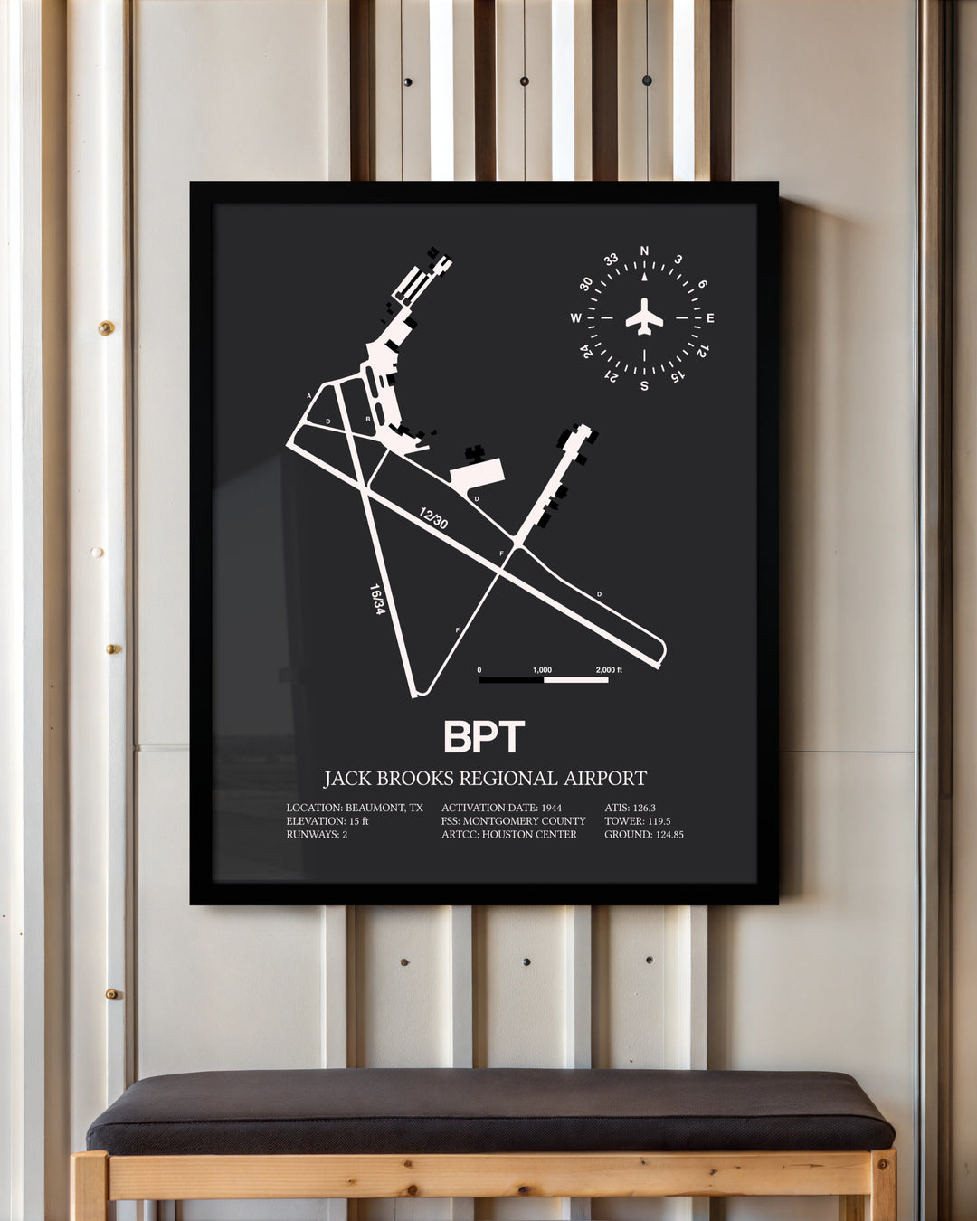 Frame color options for Jack Brooks Regional Airport Wall Art