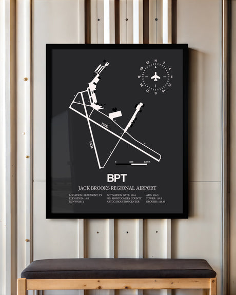 Frame color options for Jack Brooks Regional Airport Wall Art