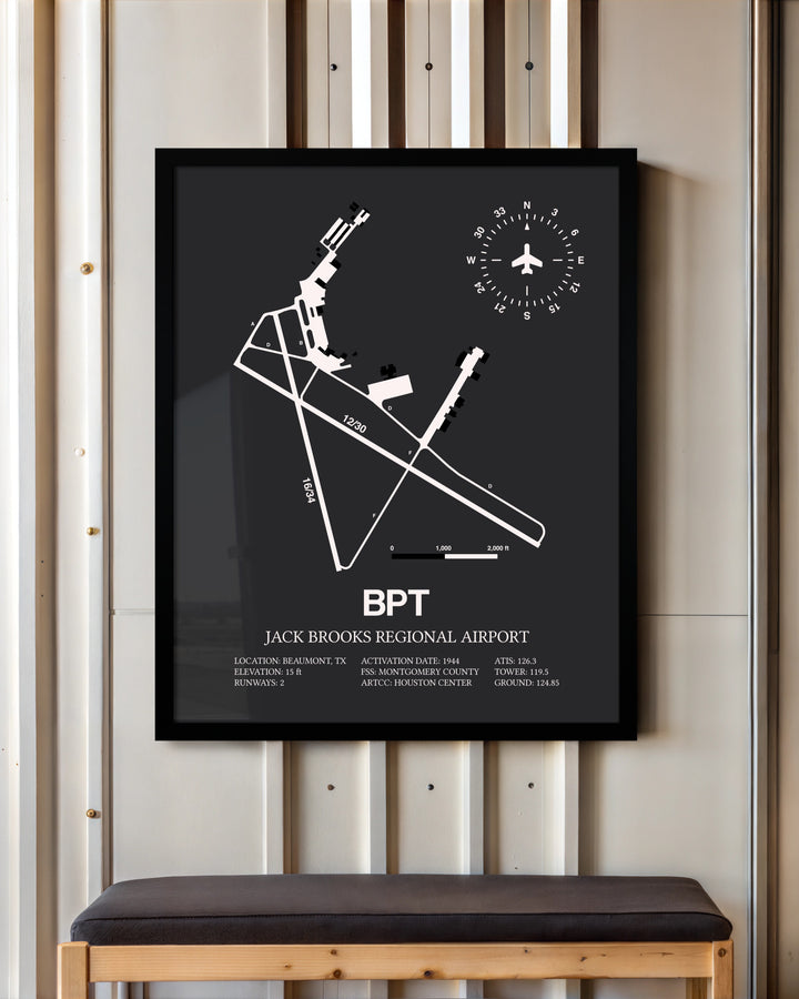 Frame color options for Jack Brooks Regional Airport Wall Art
