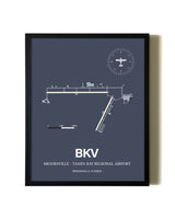 Blue and Cream Framed Brooksville-Tampa Bay Regional Airport layout wall art poster