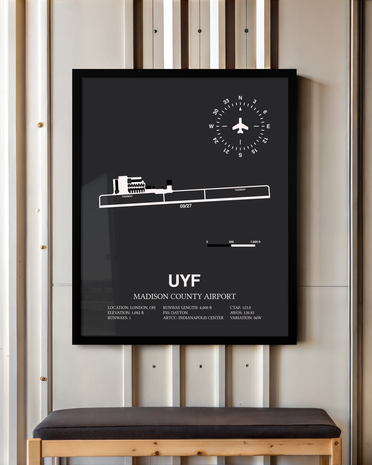 Frame color options for Madison County Airport Wall Art
