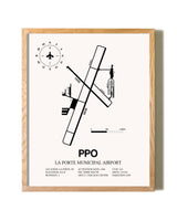 La Porte Municipal Airport framed print in natural wood frame