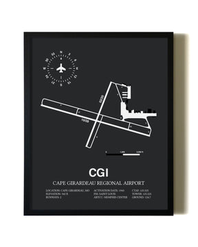 Unframed Cape Girardeau Regional Airport map print poster