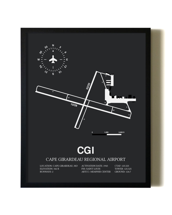 Unframed Cape Girardeau Regional Airport map print poster