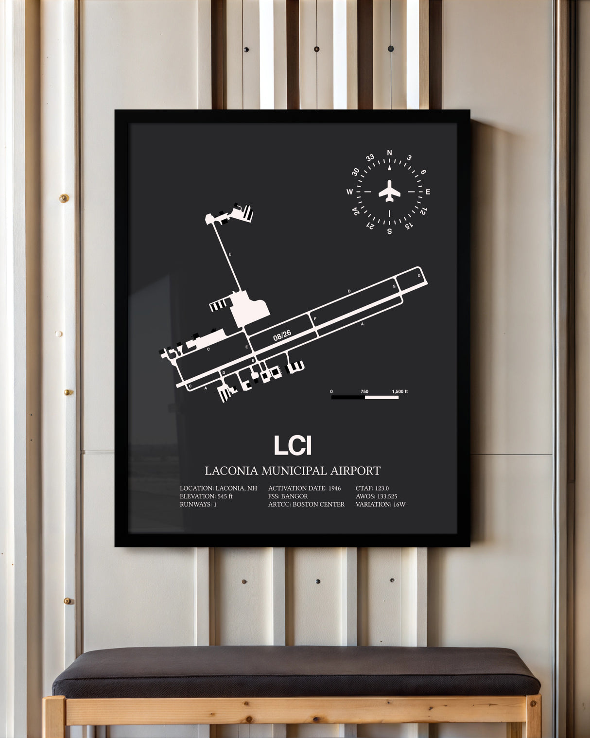 Frame color options for Laconia Municipal Airport Wall Art