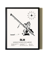 Framed Monmouth Executive Airport wall art poster in black frame