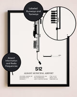Framed Albany Municipal Airport layout wall art poster