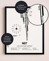 Framed Lincoln Park Airport layout wall art poster