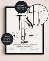 Framed Fort Worth Naval Air Station JRB (Carswell Field) Airport layout wall art poster