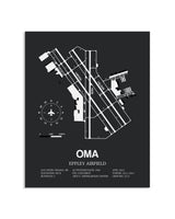 Gray Framed Eppley Airfield layout wall art poster