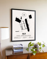 Yoakum-Defrenn Army Heliport aviation wall décor in black wood frame