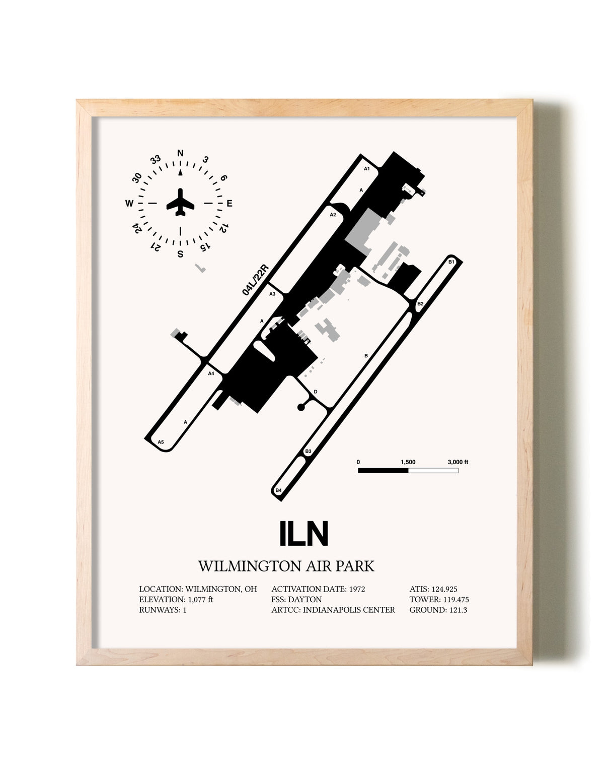 Wilmington Air Park framed wall art in white frame