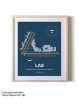 Harry Reid International Airport framed print in natural wood frame with mat