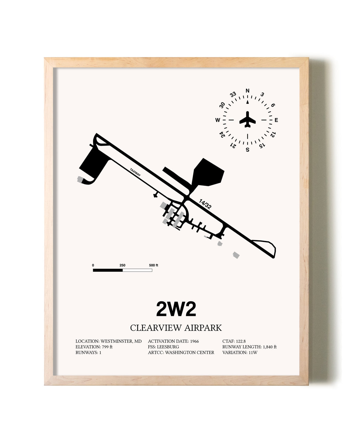 Clearview Airpark framed wall art in white frame