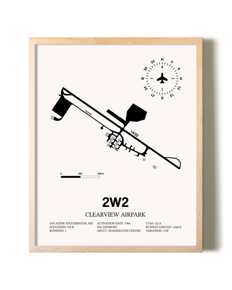 Clearview Airpark framed wall art in white frame