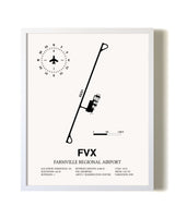 Farmville Regional Airport airport map poster in oak frame