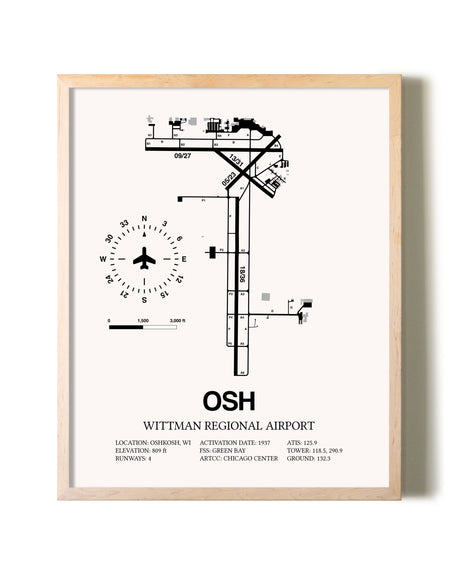 Wittman Regional Airport framed wall art in white frame