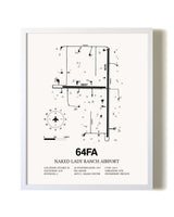 Naked Lady Ranch Airport airport map poster in oak frame