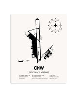 Gray TSTC Waco Airport framed poster displayed in an airplane hangar