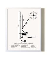 Chickasha Municipal Airport airport map poster in oak frame