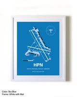 Westchester County Airport framed wall art in white frame with mat