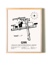 Gerald R. Ford International Airport framed wall art in white frame