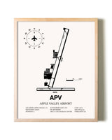 Apple Valley Airport framed wall art in white frame