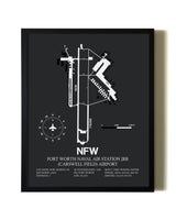 Unframed Fort Worth Naval Air Station JRB (Carswell Field) Airport map print poster
