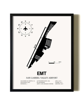 Framed San Gabriel Valley Airport wall art poster in black frame