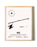 Bloomsburg Municipal Airport framed wall art in white frame