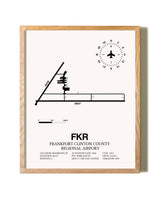 Frankfort Clinton County Regional Airport framed print in natural wood frame
