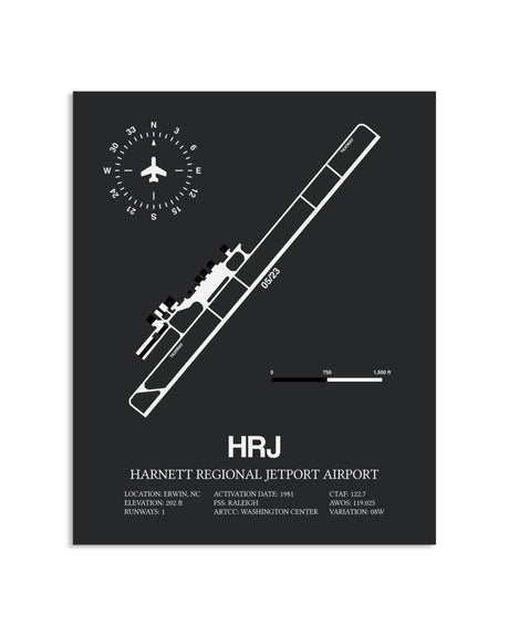 Gray Framed Harnett Regional Jetport Airport layout wall art poster